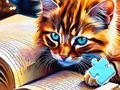 Trò chơi Câu đố ghép hình: Mèo đọc sách  trực tuyến
