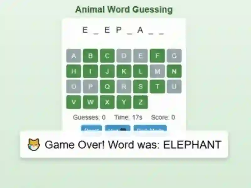 Trò chơi Animal Word Guessing Game trực tuyến