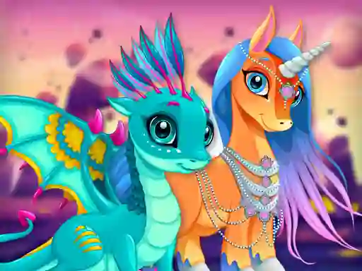 Trò chơi Cute Unicorns And Dragons Puzzle trực tuyến