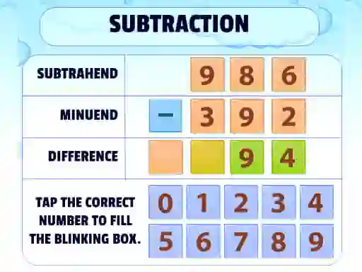Trò chơi Subtraction Practice trực tuyến