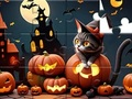 Trò chơi Câu đố ghép hình: Mèo Halloween  trực tuyến