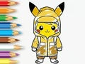 Trò chơi Sách tô màu: Áo mưa Pikachu  trực tuyến