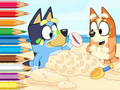 Trò chơi Sách tô màu: Bluey trên bãi biển  trực tuyến