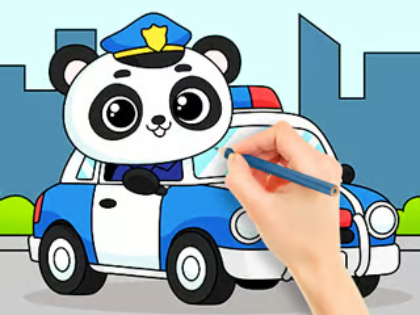 Trò chơi Sách tô màu: Gấu trúc cảnh sát  trực tuyến