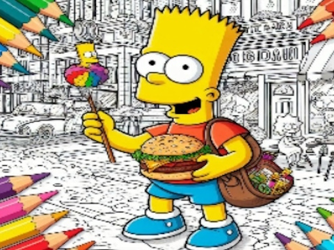 Trò chơi Trở lại trường Simpsons Sách tô màu  trực tuyến