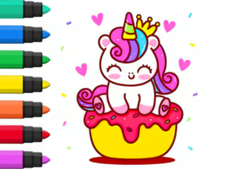 Trò chơi Sách tô màu: Cupcake kỳ lân  trực tuyến
