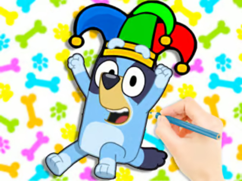 Trò chơi Sách tô màu: chú hề bluey  trực tuyến