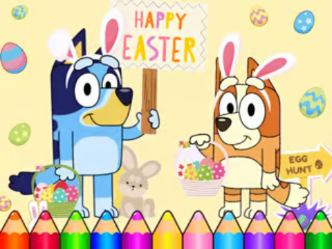 Trò chơi Sách tô màu: Bluey Happy Easter  trực tuyến